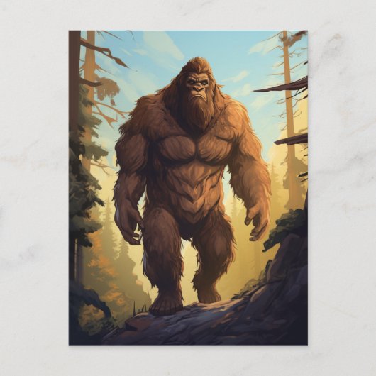 Carte Postale Bigfoot marcher dans la Forrest (Devant)