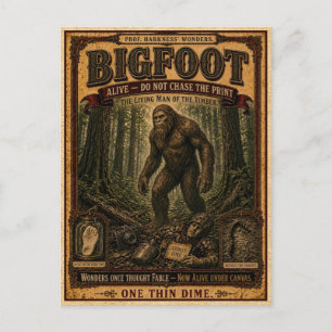 Carte Postale Bigfoot, Monstre de Cirque Vintage
