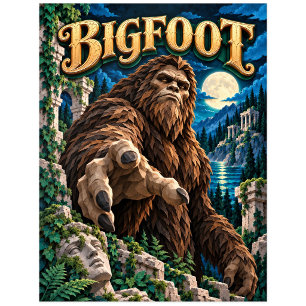 Carte Postale Bigfoot, Monstre de Papier Découpé