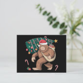 Carte Postale Bigfoot Noël Arbre Lumières Noël Sasquatatch Amour (Debout devant)
