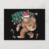 Carte Postale Bigfoot Noël Arbre Lumières Noël Sasquatatch Amour (Devant)