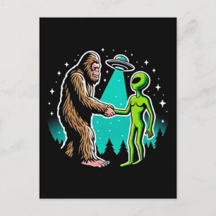 Carte Postale Bigfoot rencontre un Alien