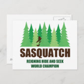 Carte Postale Bigfoot Sasquatch Cacher et Rechercher Champion du (Devant / Derrière)
