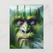 Carte Postale Bigfoot Sasquatch Double exposition avec forêt (Devant)