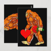 Carte Postale Bigfoot Sasquatch Funny Valentines Jour Amour (Devant / Derrière)