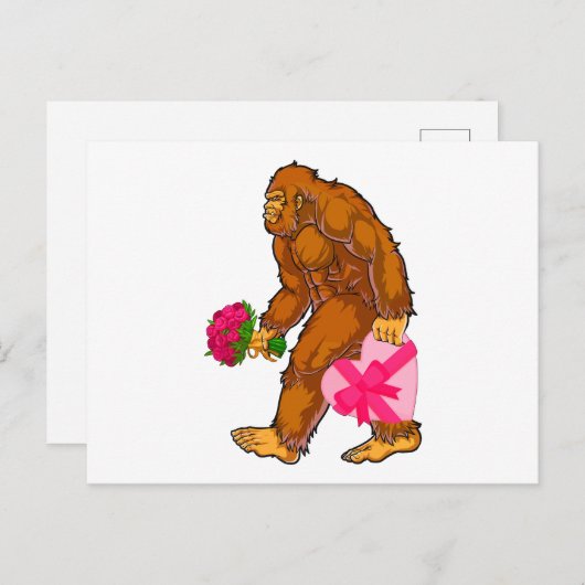 Carte Postale Bigfoot Sasquatch Funny Valentines Jour Amour (Devant / Derrière)