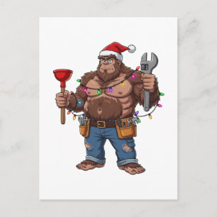 Carte Postale Bigfoot Sasquatch Plombier Noël 2026 Vacances