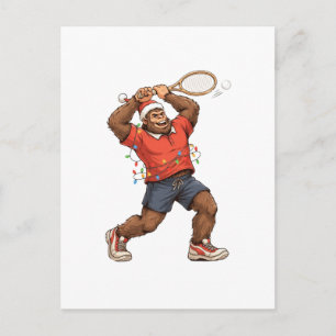 Carte Postale Bigfoot Sasquatch Tennis Noël 2026 Vacances