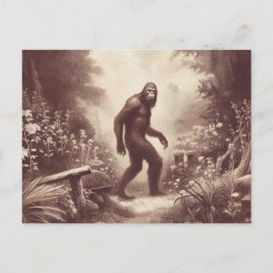 Carte Postale Bigfoot Vintage Illustration Folklore