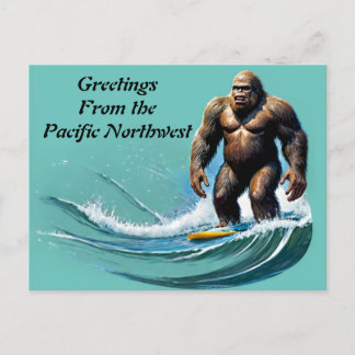 Carte Postale Bigfoot Yeti salutations du Pacifique Nord-Ouest