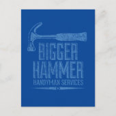 Carte Postale Bigger Hammer Handyman Services Blue BG Vertical (Devant)
