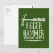 Carte Postale Bigger Hammer Handyman Services Vert Blanc Vert (Devant / Derrière)