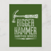 Carte Postale Bigger Hammer Handyman Services Vert Blanc Vert (Devant)