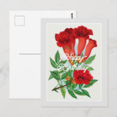 Carte Postale Bignonia Fleur Élégante Vintage Joyeux Anniversair (Devant / Derrière)