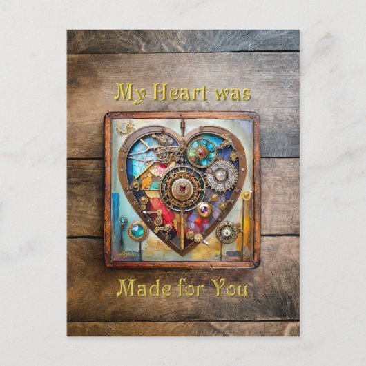 Carte Postale Bijoux Et Vitrail Coeur Série Steampunk (Devant)