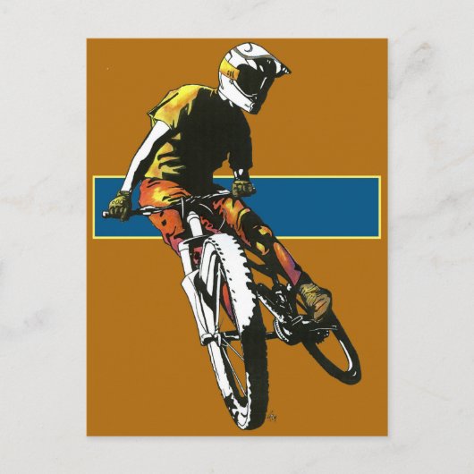 Carte Postale Biker2 - Orange/Bleu (Devant)