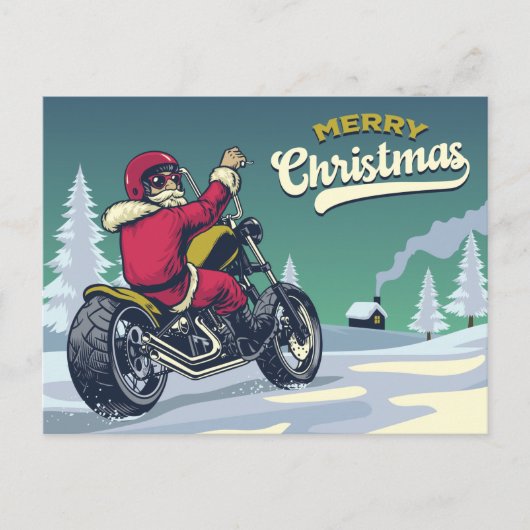 Carte Postale Biker Père Noël (Devant)