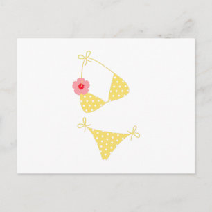 Carte Postale Bikini à point Polka jaune
