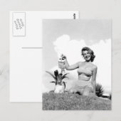 Carte Postale Bikini fille photo noir et blanc (Devant / Derrière)