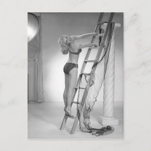 Carte Postale Bikini fille photo noir et blanc (Devant)