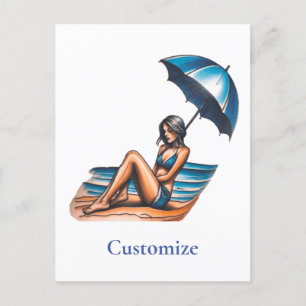 Carte Postale Bikini Girl Beach Napping Thunder_Cove