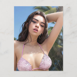 Carte postale Bikini rose