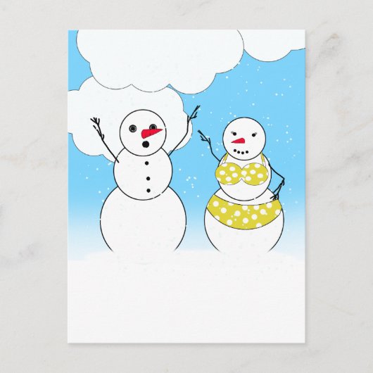 Carte Postale Bikini Temps Bonhommes de neige (Devant)