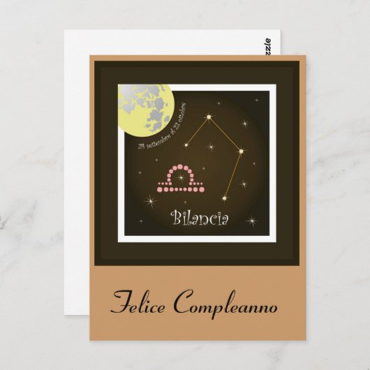 Carte Postale Bilancia 24 settembre al 23 ottobre (Devant / Derrière)