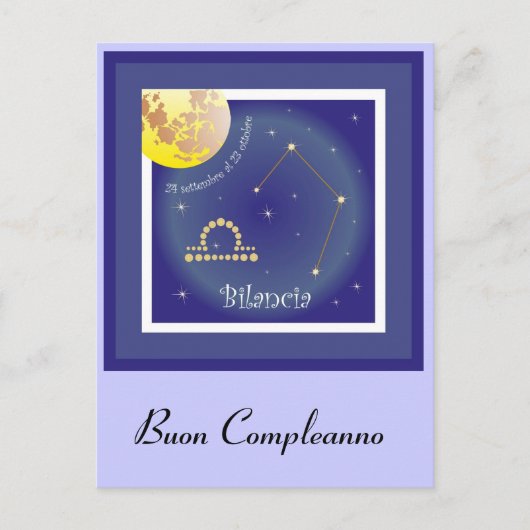 Carte Postale Bilancia 24 settembre al 23 ottobre (Devant)