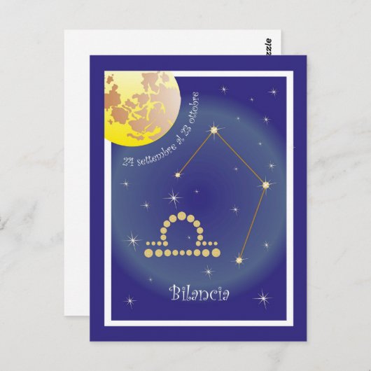 Carte Postale Bilancia 24 settembre al 23 ottobre (Devant / Derrière)