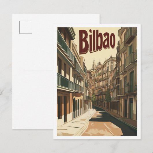 Carte Postale Bilbao Espagne Vintage voyage d'art (Devant / Derrière)