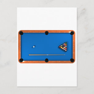 Carte Postale Billard / Table de billard : Bleu Felt :