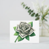 Carte Postale billet de cent dollars origami art rose (Debout devant)