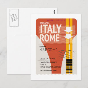 Carte Postale Billet de vacances Italie Rome