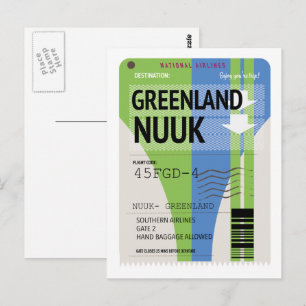 Carte Postale Billet de voyage au Groenland Nuuk