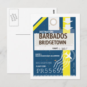Carte Postale billet de voyage Bridgetown Barbade