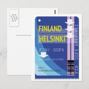 Carte Postale Billet de voyage en Finlande Helsinki