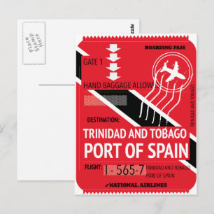 Carte Postale billet de voyage port d'espagne trinidad et tobago