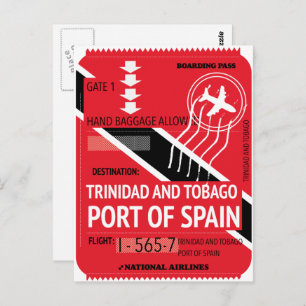 Carte Postale billet de voyage pour le port de trinidad et tobag