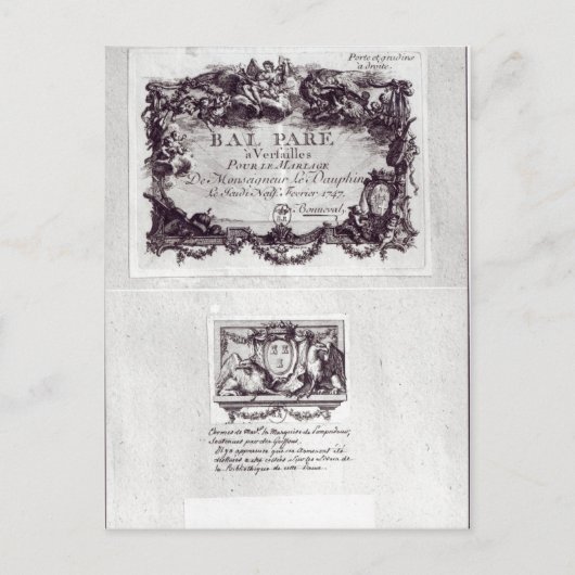 Carte Postale Billet d'entrée pour le bal de Versailles (Devant)