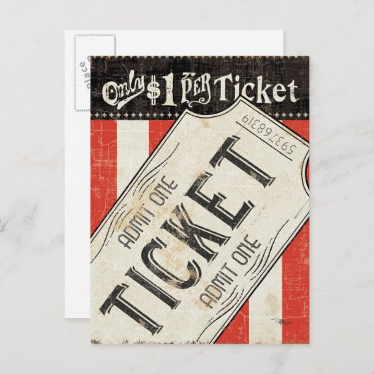 Carte Postale Billet vidéo vintage (Devant / Derrière)