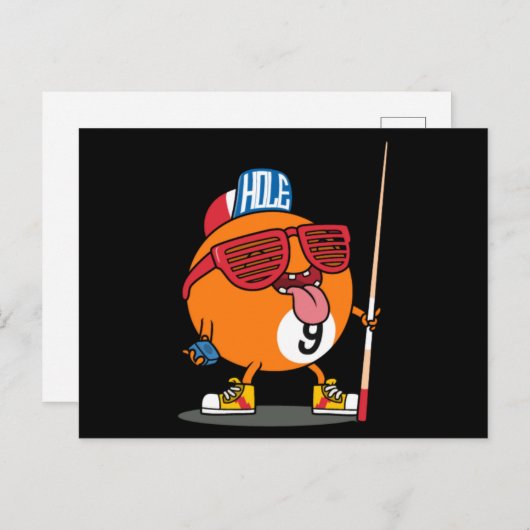 Carte Postale billiard cool neuf balle (Devant / Derrière)