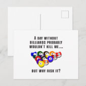 Carte Postale Billiard Snooker Pool Billiards Drôle Idée cadeau (Devant / Derrière)