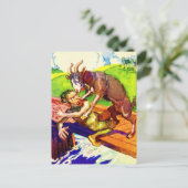 Carte Postale billy chèvre gruff et troll (Debout devant)