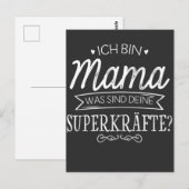 Carte Postale Bin Mama a été sind Deine Superkräfte Super Mutter (Devant / Derrière)