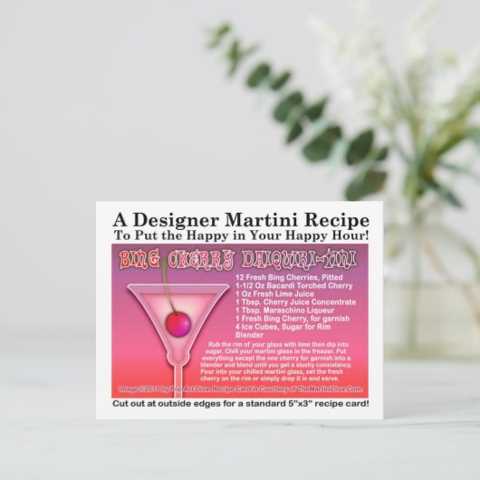 Carte postale Bing Cherry Daiquiri Martini Recette (Debout devant)