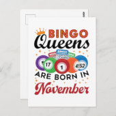 Carte Postale Bingo Anniversaire Femmes Novembre (Devant / Derrière)