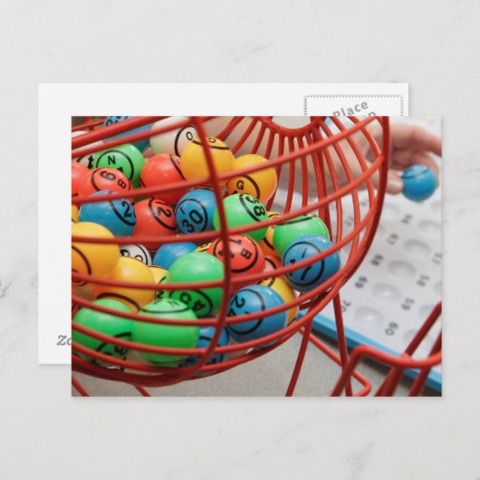 Carte Postale Bingo coloré boules en rotation (Devant / Derrière)