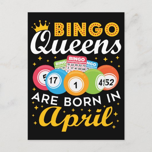 Carte Postale Bingo Queens Are Born en Avril Anniversaire (Devant)