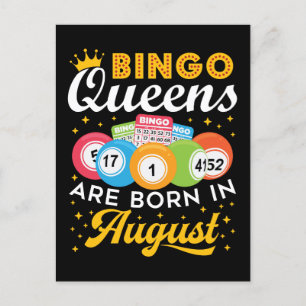 Carte Postale Bingo Queens Are Born in August Anniversaire